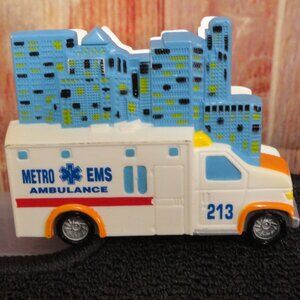 Metro EMS 213 Ambulance clip magnet No sound needs TLC 4.5" long. CUTE !vintage